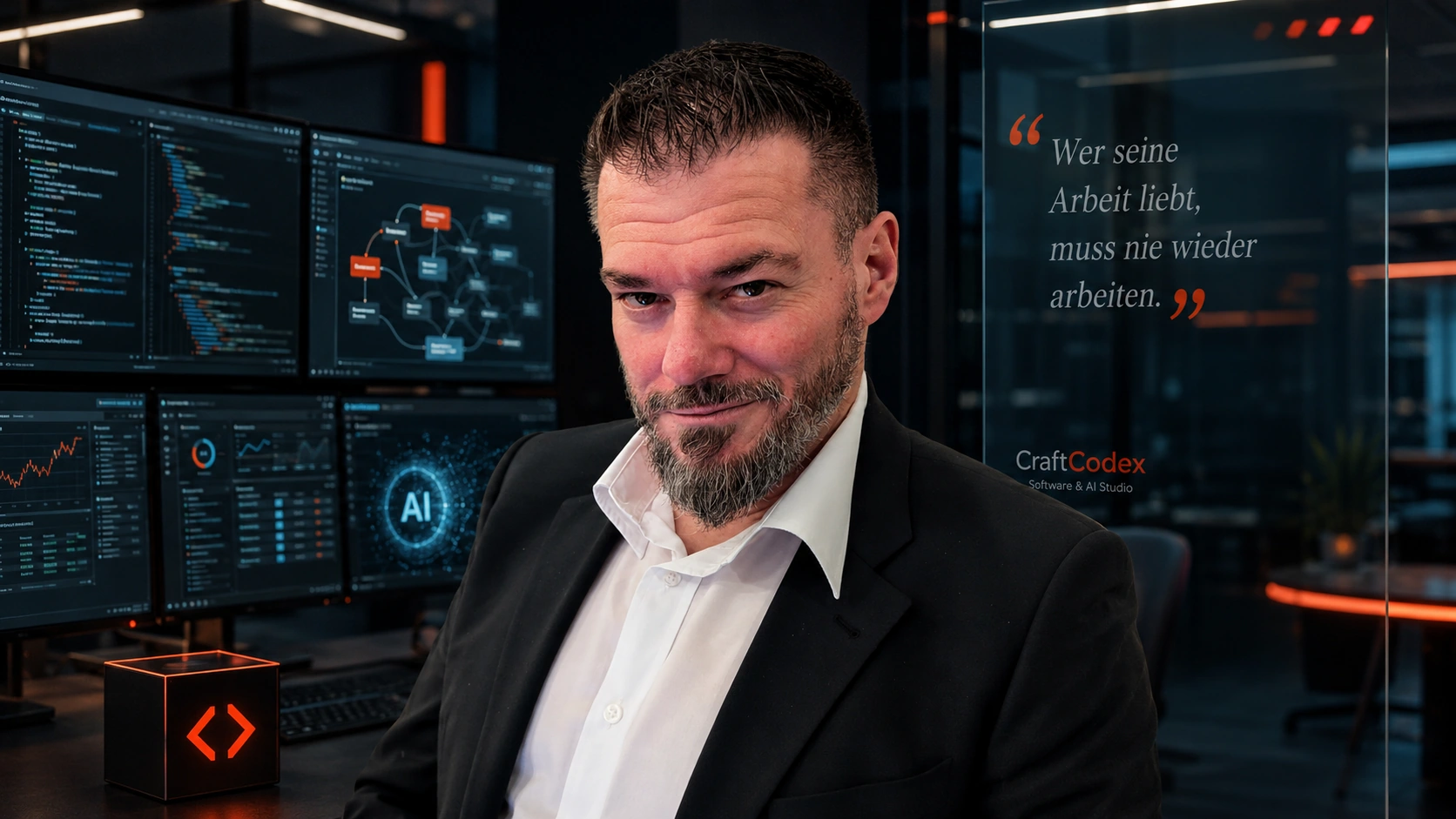 Marcus Geistert im modernen CraftCodex-Softwarestudio